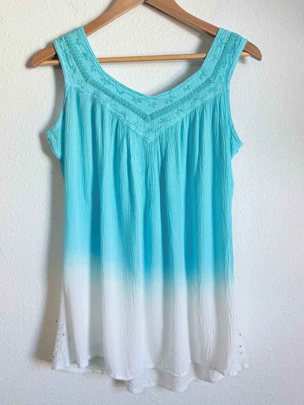 Vintage Raya Sun Ombré Beaded Tank Top Fairy Boho Coconut Girl